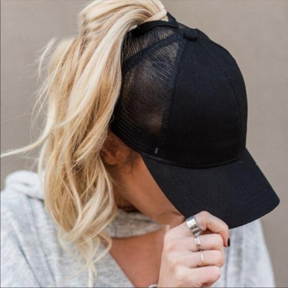 High Pony Tail Messy Bun Trucker Hat Cap Ponytail